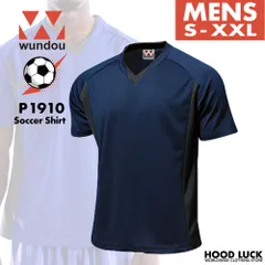 ネイビー/S-XXL ウンドウ ドライ サッカー Tシャツ P1910 メンズ 大人 半袖 WUNDOU 送料無料 ゲームシャツ 吸汗 速乾 フットサル 練習着 部活 試合用 ユニフォーム