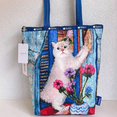 レスポートサック　トートバッグ　猫柄　油絵　ショルダーバッグ