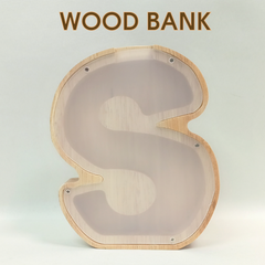 WOOD BANK イニシャル『S』【木製バンク】【イニシャル】/貯金箱/インテリア(ギフトにも最適)