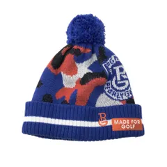PEARLY GATES パーリーゲイツ  ニット帽 ボンボン付 カモフラ柄 ブルー系 FR [240101339695] ゴルフウェア ストスト