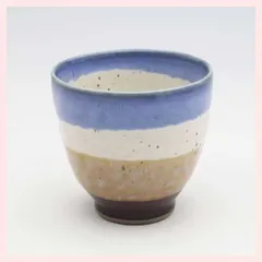 （３Ｐセット）瀬戸焼　彩ライン　湯呑（青）　※陶器,贈り物,個性的,ギフト,シリーズ,高級感,高品質,日本製,レトロモダン,かわいい,湯飲み,コップ,家族,シンプル,4色,カラフル,パステルカラー　◎2セット目以上大幅値引き対象商品♪