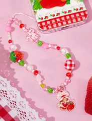 Strawberry Shortcake 　ストロベリーショートケーキ　ストラップ　ビーズ　ストラップ　苺　猫　女の子　イチゴ　いちご　バッグチャーム　　スマホチャーム　バッグチャーム　アメコミ　キャラクター　可愛い　ギフト　プレゼント　海外雑貨
