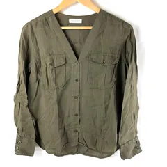 マカフィー MACPHEE シャツ 長袖 ボタン付ポケット 麻100％ トゥモローランド カーキ 938161