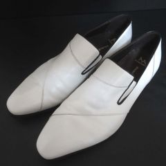 新品同様 madras マドラス 2024年春夏モデル メタインソール搭載 レザー ビジネスシューズ スリッポン M603MT 27cm ホワイト メンズ 古着 中古 USED