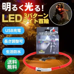 超人気  ペット 犬 首輪 赤色 LED USB充電式 夜 秋 散歩 安全 ★送料無料 ★24時間以内発送