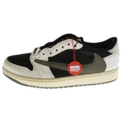 NIKE (ナイキ) ×Travis Scott WMNS Air Jordan 1 Low OG Medium Olive トラヴィス・スコット ウィメンズ エアジョーダン1 ローカットスニーカー US10.5/27.5cm DZ4137-106
