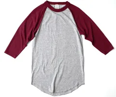 霜降グレー/マルーン　ラグラン Tシャツ 七分袖 ベースボールTシャツ 無地 7分袖 AUGUSTA SPORTSWEAR［4420］メンズ レディース ユニセックス