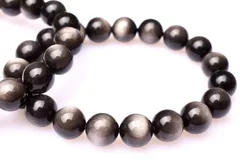 シルバーオブシディアン 14mm ブレスレット パワーストーン 天然石 _B827-14