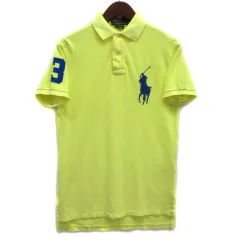 ポロ バイ ラルフローレン Polo by Ralph Lauren ビッグポニー 鹿の子 ポロシャツ 半袖 カスタムフィット ネオンイエロー 黄 XS