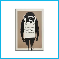北欧 HD BANSKY ポスター 人気 絵画 水彩 キャンバスアート抽象 飾り壁 壁絵 チンパンジー 壁掛け 玄関 インテリア バンクシー おしゃれ 贈り物 アートパネル 木枠付きの完成品 (A70x100cm（28x40in）)