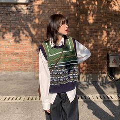 レトロ　ニットベスト