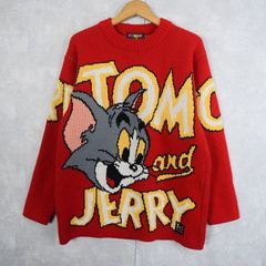 90's TOM&JERRY トムとジェリー トムジェリ キャラクター柄 スキーニットセーター M