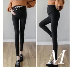 新品 レディース マタニティ リブ レギンス スパッツ ブラック 黒 M