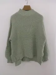 ◇ earth music&ecology ハイネック 長袖 ニット セーター サイズF ピスタチオグリーン レディース E  【1305090000947】