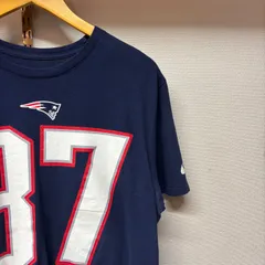 古着 L Tシャツ NIKE ナイキ スポーツ クルーネック ビックプリント ナンバー ネイビー