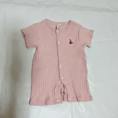新品未使用 ロンパース 半袖 50㎝ 60㎝ Cottoli コトリピンク 女の子　出産祝い　コットン　綿　半袖　春　夏　バースデイ　リブ　刺繍