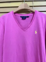 ラルフローレンスポート レディース ピンク Vネックコットン t シャツ S