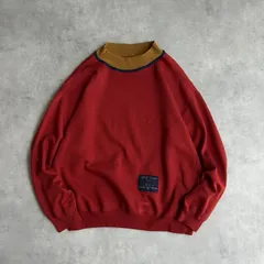 90s/OLD GAP/ギャップ/マルチカラースウェット/無地/ハイネック風/ソリッド/白タグ/レッドオレンジ/朱色/L/jmaple