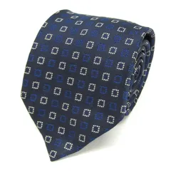 ヒルトン ブランド ネクタイ 小紋柄 スクエア柄 シルク イタリア製 PO メンズ ネイビー HILTON 【中古】