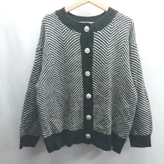 ◇ ⊇ RETRO GIRL レトロガール 総柄 長袖 カーディガン サイズF ブラック　ホワイト レディース E  【1409100066326】