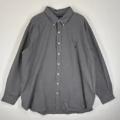 古着 ラルフローレン RALPH LAUREN 長袖シャツ ボタンダウンシャツ ワンポイント ロゴ 刺繍 大きいサイズ 3XB BIG  ネイビー系 チェック メンズ