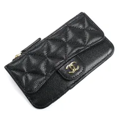 CHANEL シャネル マトラッセ キャビアスキン フラグメントケース コインケース ブラック AP2570 レディース 中古 極美品