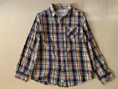 BACK NUMBER 長袖シャツ L 黄色 紺 チェック 古着 ネルシャツ バックナンバー