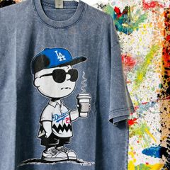 ドジャース チャーリーブラウン リプリント ウォッシュ Tシャツ 半袖 メンズ 新品未使用 レトロ 個性的 奇抜 エモい カットソー 攻め 前衛的 衣類 トップス お洒落 ハイデザイン  チャーリーブラウン Tシャツ カットソーメンズ 半袖 ブルー 野球