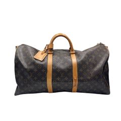 【中古】LOUIS VUITTON ルイ・ヴィトン ボストンバッグ キーポル55 ブラウン