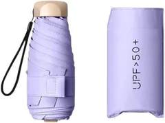 TORATA UPF50+ 晴雨兼用コンパクト 折りたたみ傘 軽量 携帯用収納ケース付き 日傘 メンズ レディース 小型 UVカット 紫外線対策 晴雨兼用傘 男女兼用 ビジネスOK 通勤(パープル,  開いた状態：長さ55cm シェード92cm)