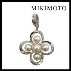 【MIKIMOTO】K18 パール 7-8mm ペンダントトップ 総重量約11.1g 花 真珠 ダイヤ ネックレス ミキモト (M-170)