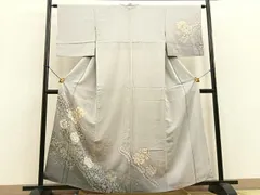色無地】正絹 袷 辻が花地紋 一つ紋付 浅葱鼠色 | 野の花