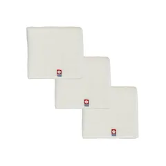 【新着商品】[19inch] 今治タオルハンカチ 3枚 ふっくらやわらかでお肌に優しい ハンドタオル 今治 ハンカチ の吸水力 ハンカチタオル タオルハンカチ メンズ レディース 今治 ミニタオル タオルセット 厚手 3枚入 (ホワイト)