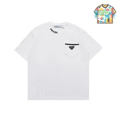 【今日WTO】Prada 襟口刺繍三角マーク 丸首半袖 T プラダ-VI53