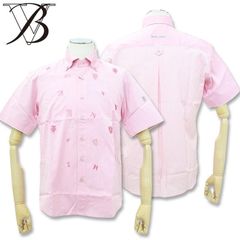 バーニヴァーノ 刺しゅう 半袖 ボタンダウン シャツ M サイズ ピンク 42 BSS-FSH2058 BARNI VARNO 春夏 シャツ 半袖