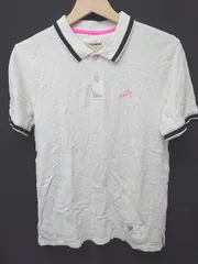 ◇ ⊂ TOMMY HILFIGER トミーヒルフィガー ワンポイント 半袖 ポロシャツ サイズＭ ホワイト ピンク」 レディース E  【1411130018084】