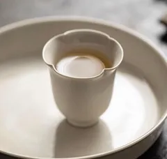 草木灰 陶磁 茶杯 花形 3点セット