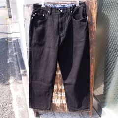 90s【POLO JEANS】ポロジーンズ ブラックデニム  ワイド バギージーンズ 黒 w34 (92cm)