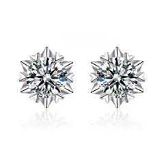 0045_スノーフレーク 6本爪ピアス 1カラット S925銀 金属アレルギー対策品