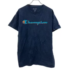 Champion 半袖 プリントTシャツ M ネイビー チャンピオン プルオーバー ロゴプリント ワンポイント刺繍 古着卸 アメリカ仕入 a706-5754