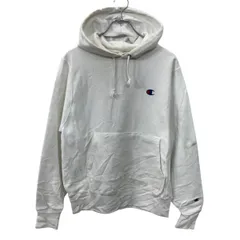 Champion 無地 スウェット パーカー S ホワイト チャンピオン 裏起毛 袖ワンポイント 刺繍ワッペン 古着卸 アメリカ仕入 a708-6112