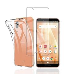 対応 AQUOS sense3 / sense 3 lite SH-02M 用の ケース + ガラスフィルム AQUOS sense3 / sense 3 lite SH-02M カバー柔軟 TPU 全透明 軽量 衝撃吸収 傷つけ防止 携帯便利 滑り止め 散熱