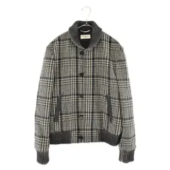 SAINT LAURENT PARIS (サンローランパリ) チェック ボタン ウール ジャケット ブラック/ホワイト 484865のサムネイル