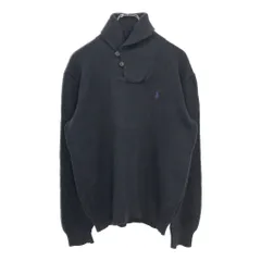 Polo by Ralph Lauren ポロ ラルフローレン ショールカラー コットンニット セーター ブラック(メンズ M)中古 古着 U7384