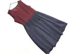 BEAMS HEART ビームスハート ノースリーブ サテン ドッキング ワンピース size0/赤ｘ黒 ■◆ レディース