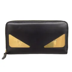 ほぼ新品✨箱&保存袋付き　フェンディ　モンスター　バグズアイ　二つ折り財布 FENDI フェンディ モンスター バグズアイ 2つ折り財布 黒 ブラック