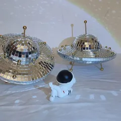 UFO 空飛ぶ円盤 ミラーボール 宇宙 オブジェ 装飾 オーナメント リフレクター デスクトップ装飾 お部屋オーナメント エイリアン スペース ソーサーモデル