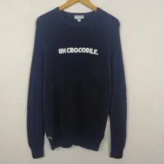 LACOSTE ラコステ ニットセーター 長袖 プリントロゴ ネイビー Sサイズ レディース 古着 シティーボーイ
