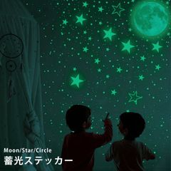 ウォールステッカー 蓄光タイプ 光るシール 月 星 蛍光カラー GPT gu1b055