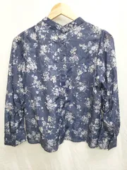 ◇ misch masch ミッシュマッシュ シアー 花柄 長袖 ブラウス カットソー サイズ2 ネイビー グレー系 レディース P  【1406240039470】